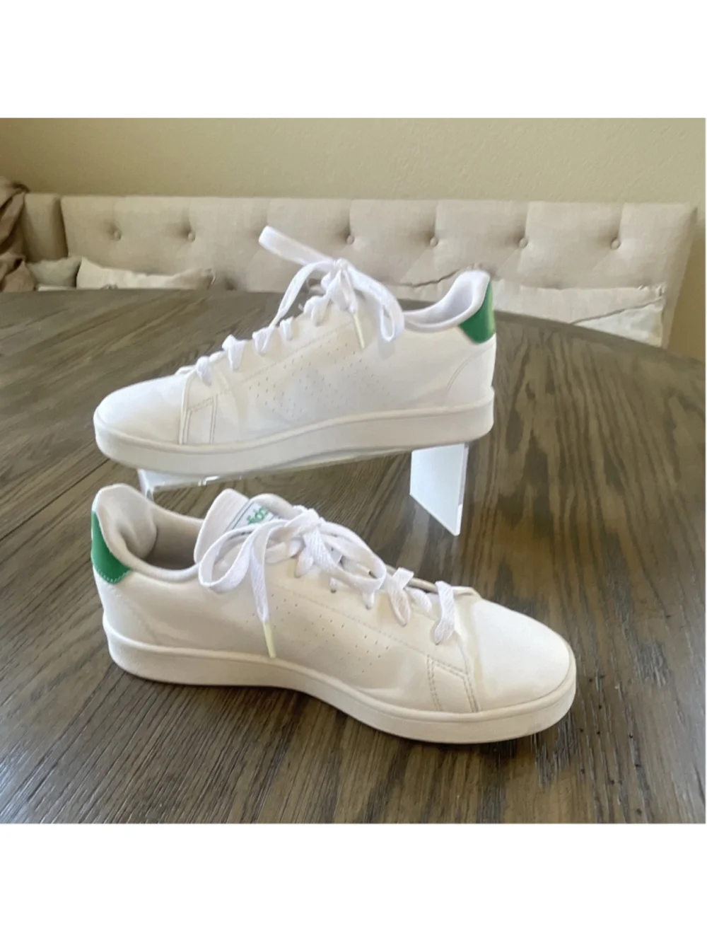 adidas White/Green Low Top Lace-Up Sneakers Solid Casual/Active EF0213 2019